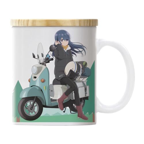 【公式】二次元コスパ 『ゆるキャン△ SEASON３』 描き下ろし 志摩リン フタ付きフルカラーマグカップ バイクでひといきVer.