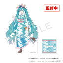 初音ミク×甲州印伝　アクリルスタンド　【おむたつさん描き下しイラスト使用】 水引 アクセサリー 和風ギフト 縁起物 お守り ハンドメイド 雑貨 和モダン 日本製 クリスタル チャーム パワーストーン 和テイスト 贈り物 人気 伝統工芸 モダンデザイン